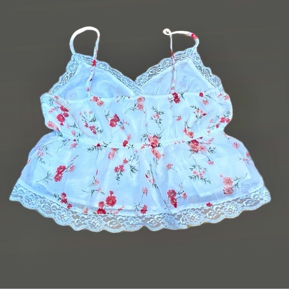 NWT American Eagle Floral Lace Trim Cami Tank Top with Adjustable Straps, Small - Picture 5 of 11